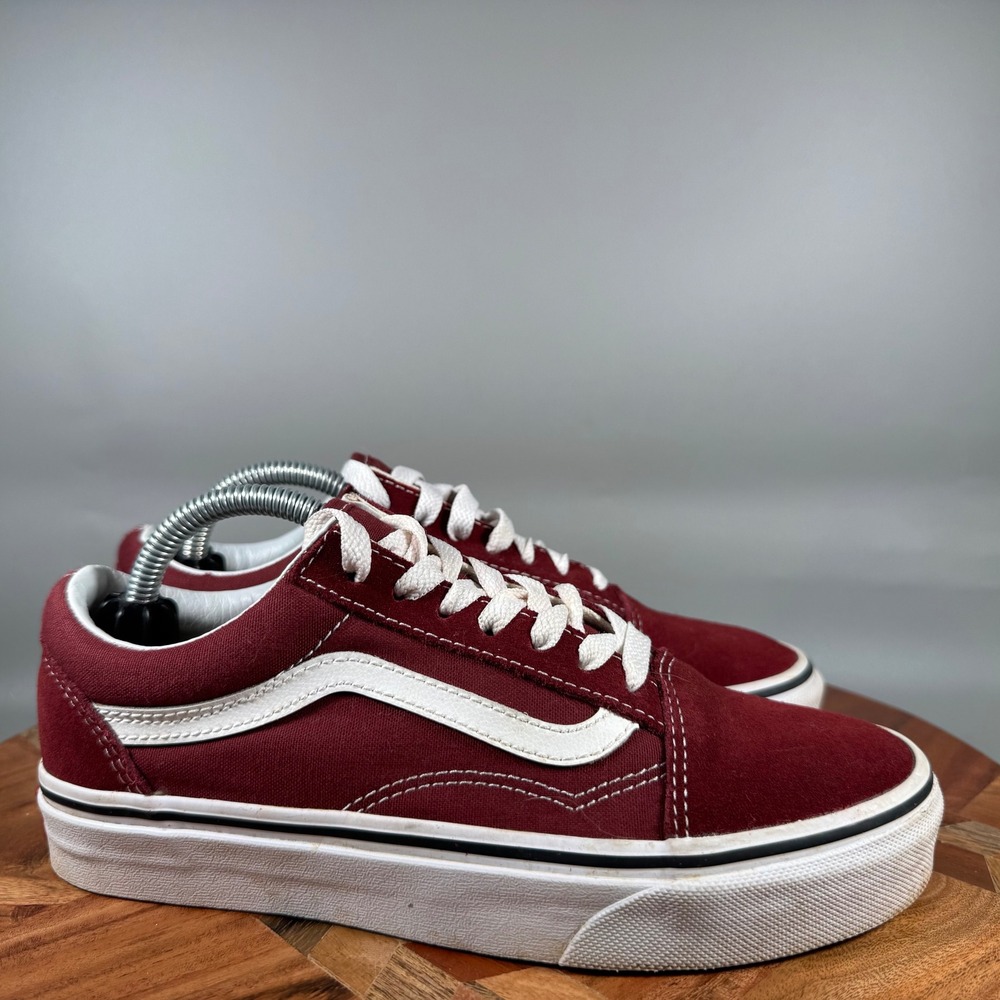 Vans Old Skool Burgundy Maroon Suede Canvas Low Top Sneakers Womens 6 Mens 4.5